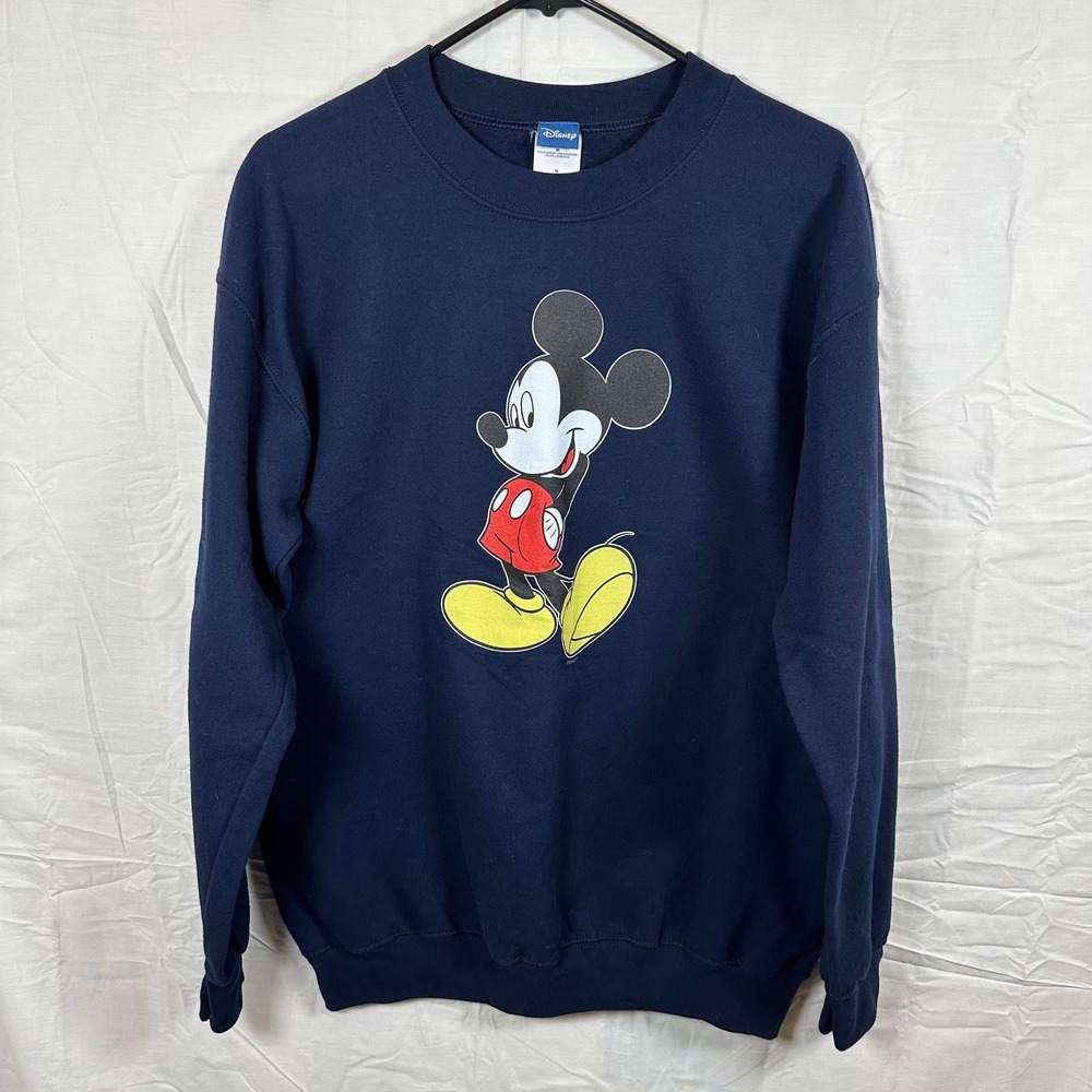 Disney Mickey‎ Mouse Graphic Sweatshirt Navy Blue Crewneck Size M RN 93846
